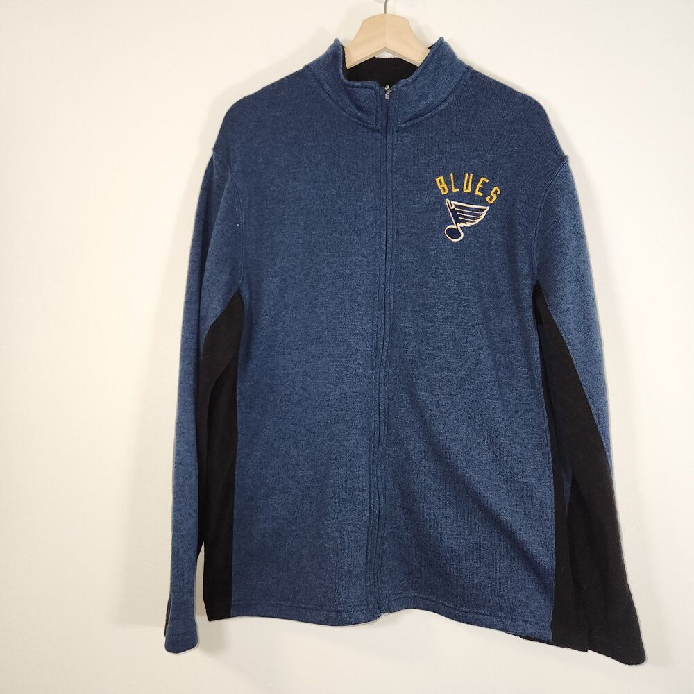NHL Blues Full-Zip Performance Jacket - Navy Blue & Black